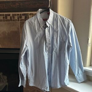 Izod Striped Blue Casual Button-Down Shirt